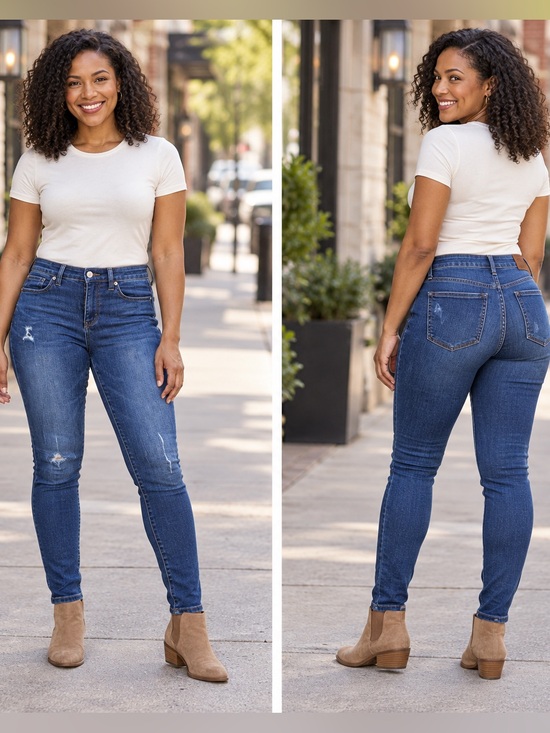 Pilcro and the Letterpress Denim - Anthropologie, Pilcro High-Rise Indigo Skinny Jeans